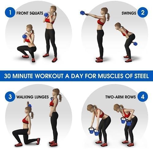5-100 LB Kettlebells Vinyl Coated Cast Iron for Dumbbell Weights Exercises, Gym, Fitness, Full Body Workout Equipment Push Up, Grip and Strength Training