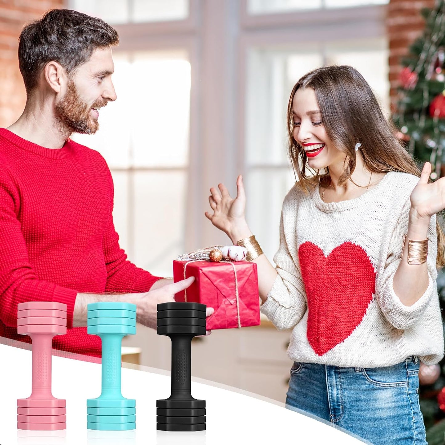 Adjustable Dumbbell Set, 4 in 1 Free Weights Dumbbells Set for Women, Weights for Women at Home, 2Lb 3Lb 4Lb 5Lb with TPU Soft Rubber Handle for Home Gym Exercise Training