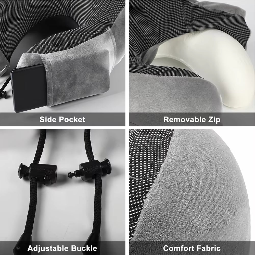 Memory Foam U-Shaped Pillow Neck Support Travel Portable Student Sleeping Aid Airplane Pillow Neckrest U-Pillow Neck Pillow