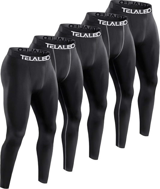 5 Pack Men'S Compression Pants for Workout, Running, Basketball - Sports Baselayer Leggings