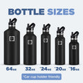 Camping & Hiking Hydration Canteens - 3 Lids (Narrow Straw Lid) Leak Proof Vacuum Insulated Stainless Steel - Hot & Cold Double Walled Sports Water Bottle - Midnight Black, 24 Oz