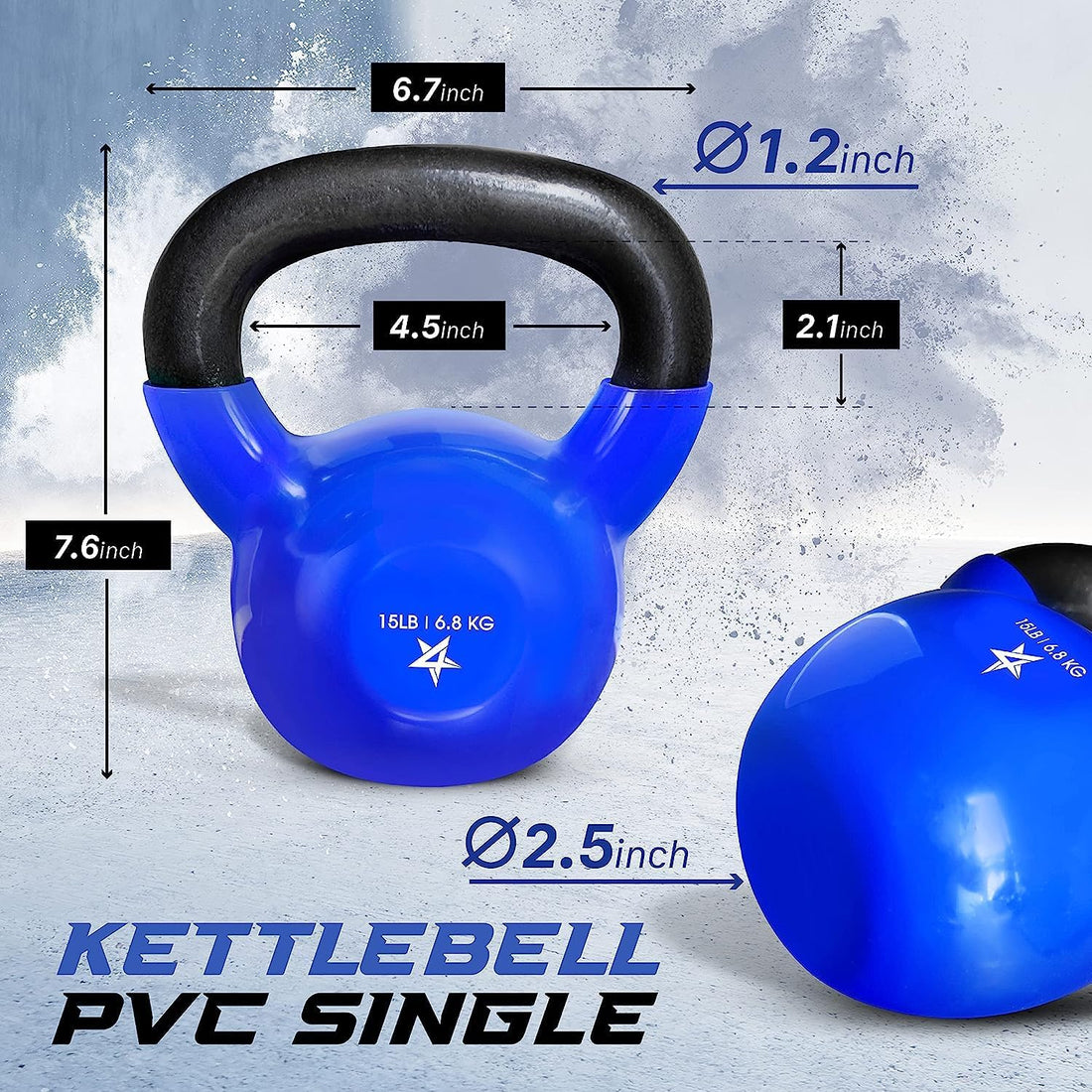 5-100 LB Kettlebells Vinyl Coated Cast Iron for Dumbbell Weights Exercises, Gym, Fitness, Full Body Workout Equipment Push Up, Grip and Strength Training